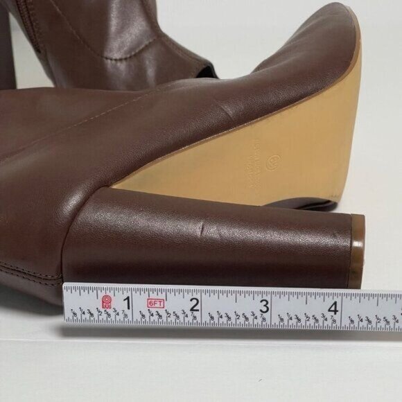Liliana Womens Squared Open Toe Heel Booties Chunky Heel Inner Zipper Brown 8.5 - Picture 12 of 13